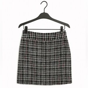 Style & Co. Women's Size 8 Plaid Tweed Pink/Black Lined Skirt Side Zip Close